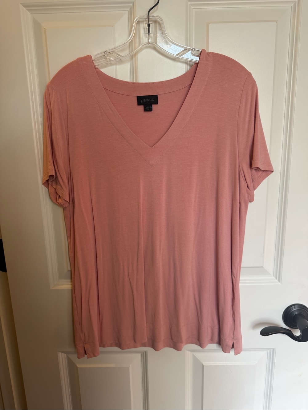 J. Jill Draped V-Neck Short Sleeve Tee - Dusty Rose